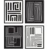 imageHAUS AND HUES Black and White Abstract Wall Art  Set of 4 Geometric Wall Prints Modern Abstract Art Unframed 16x20Maze Set of 4