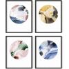 imageHAUS AND HUES Blue Abstract Wall Art Set of 4  Watercolor Seascape Prints Modern Abstract Decor Framed Blue Artwork for Walls Beige Frame 8x10Abstract Circles