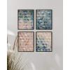 imageHAUS AND HUES Blue Abstract Wall Art Set of 4  Watercolor Seascape Prints Modern Abstract Decor Framed Blue Artwork for Walls Beige Frame 8x10Geometric