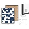 imageHAUS AND HUES Blue Abstract Wall Art Set of 4  Watercolor Seascape Prints Modern Abstract Decor Framed Blue Artwork for Walls Beige Frame 8x10Navy Geometric Shapes