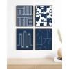 imageHAUS AND HUES Framed Geometric Wall Art  Set of 4 Modern Black and White Abstract Prints Striped Minimalist Artwork for Living Room or Office 8x10 Black FramedNavy Geometric Shapes