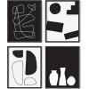 imageHAUS AND HUES Framed Geometric Wall Art  Set of 4 Modern Black and White Abstract Prints Striped Minimalist Artwork for Living Room or Office 8x10 Black FramedBW Modern Shapes Set of 4
