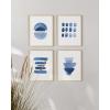 imageHAUS AND HUES Framed Geometric Wall Art  Set of 4 Modern Black and White Abstract Prints Striped Minimalist Artwork for Living Room or Office 8x10 Black FramedAbstract Blue