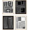 imageHAUS AND HUES Framed Geometric Wall Art  Set of 4 Modern Black and White Abstract Prints Striped Minimalist Artwork for Living Room or Office 8x10 Black FramedMaze Set of 4