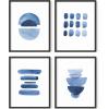 imageHAUS AND HUES Framed Geometric Wall Art  Set of 4 Modern Black and White Abstract Prints Striped Minimalist Artwork for Living Room or Office 8x10 Black FramedAbstract Blue