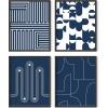 imageHAUS AND HUES Black and White Abstract Wall Art  Set of 4 Geometric Wall Prints Modern Abstract Art Unframed 16x20Navy Geometric Shapes