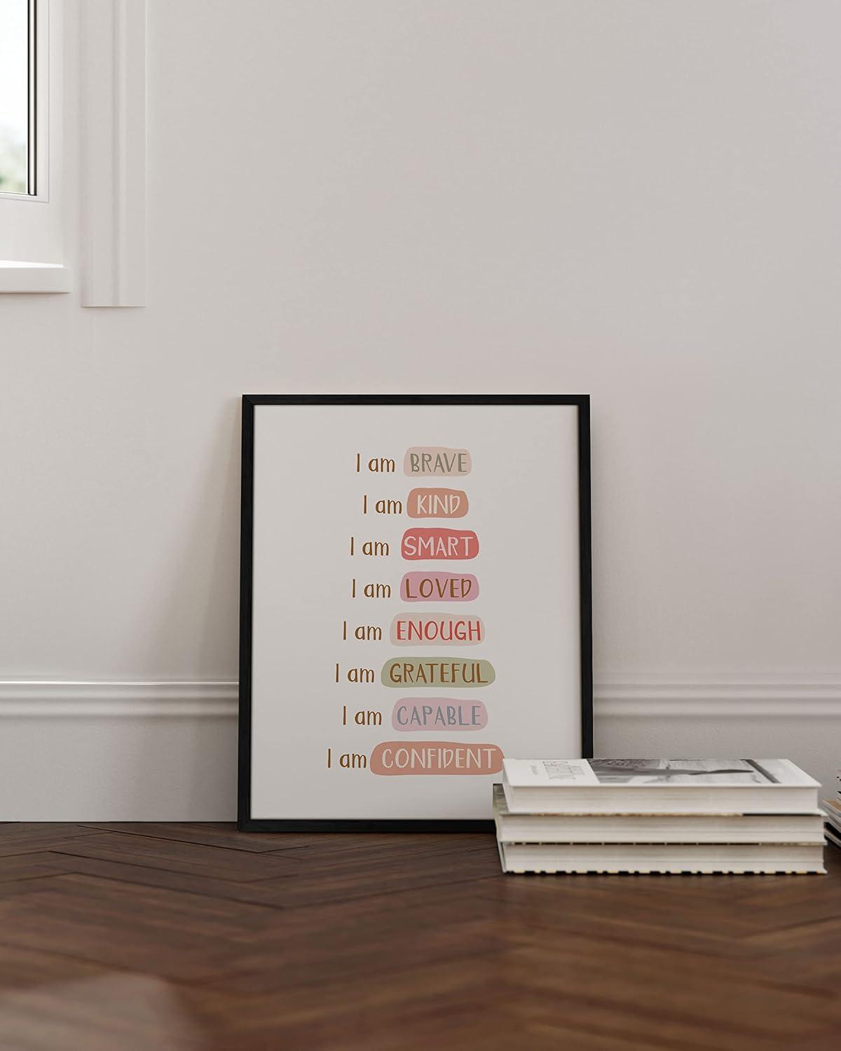 imageHAUS AND HUES Affirmation Posters  Inspirational Positive Wall Art for Office Mental Health ampamp SelfMotivation Decor Daily Affirmations for Kids ampamp SelfLove Quotes Unframed 12x16I am Affirmations