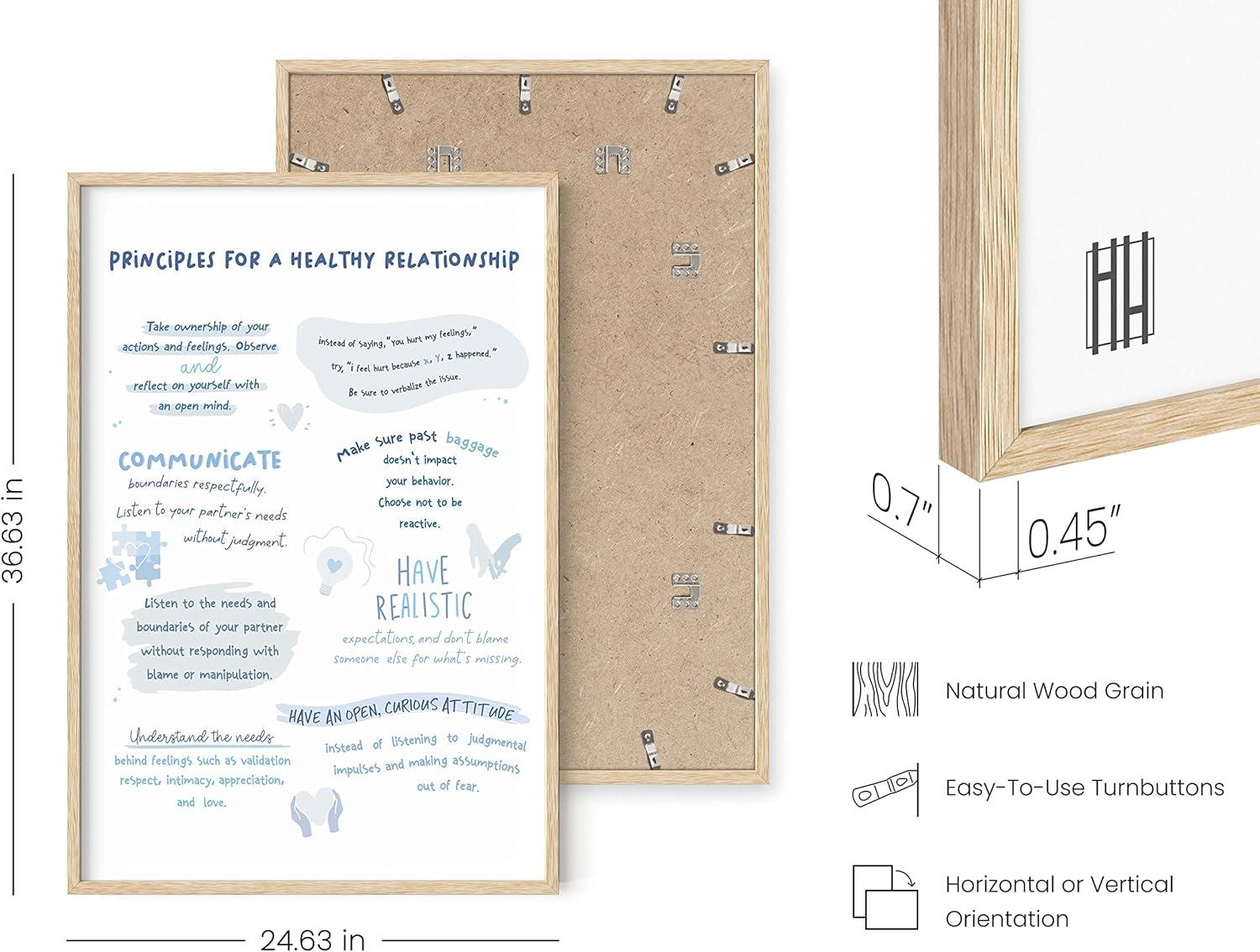 imageHAUS AND HUES Affirmation Posters  Inspirational Positive Wall Art for Office Mental Health ampamp SelfMotivation Decor Daily Affirmations for Kids ampamp SelfLove Quotes Unframed 12x16Principles for Healthy Relationship