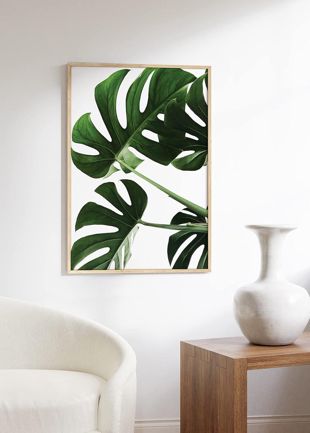 imageHAUS AND HUES Botanical Wall Art  Succulent and Cactus Prints Flower Pot Artwork for Home or Office Decor Beige Frame 16x20Monstera