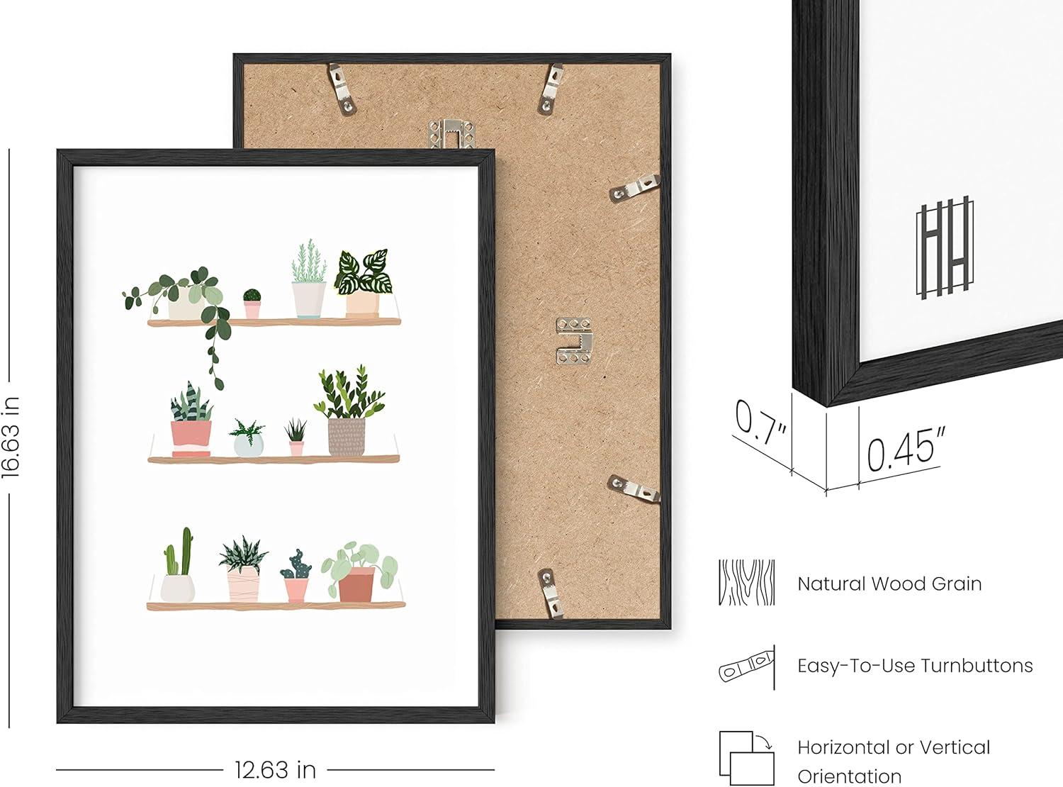 imageHAUS AND HUES Botanical Wall Art  Succulent and Cactus Prints Flower Pot Artwork for Home or Office Decor Beige Frame 16x20Pots on Shelves