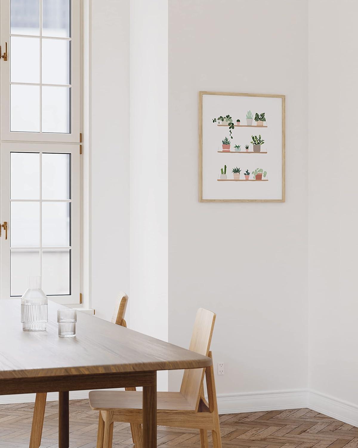 imageHAUS AND HUES Botanical Wall Art  Succulent and Cactus Prints Flower Pot Artwork for Home or Office Decor Beige Frame 16x20Pots on Shelves