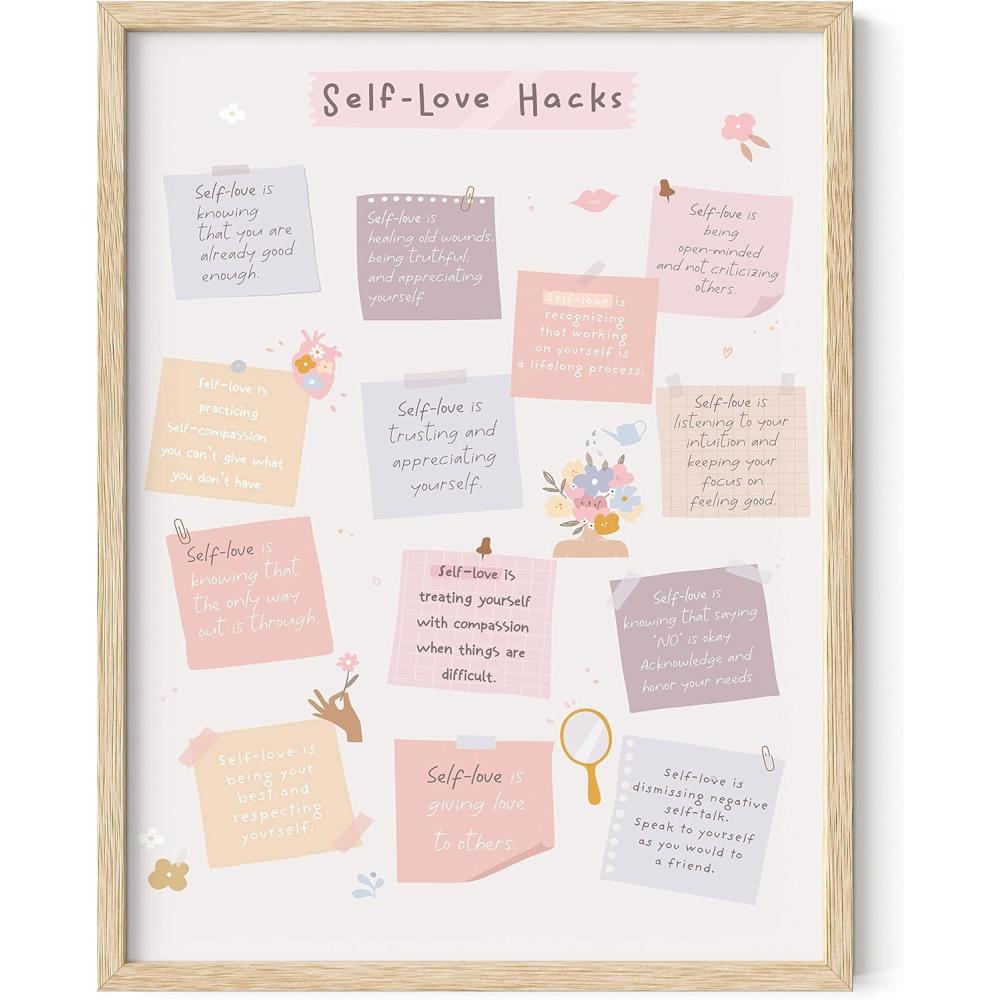 imageHAUS AND HUES Affirmation Posters  Inspirational Positive Wall Art for Office Mental Health ampamp SelfMotivation Decor Daily Affirmations for Kids ampamp SelfLove Quotes Unframed 12x16Self Love Hacks