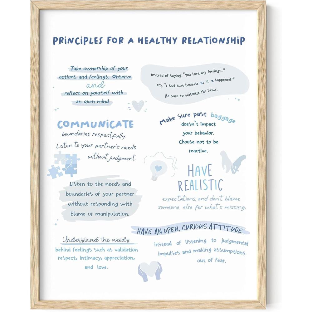 imageHAUS AND HUES Affirmation Posters  Inspirational Positive Wall Art for Office Mental Health ampamp SelfMotivation Decor Daily Affirmations for Kids ampamp SelfLove Quotes Unframed 12x16Principles for Healthy Relationship
