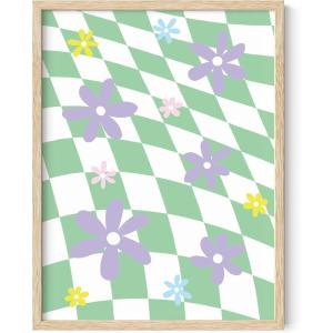 imageHaus and Hues Danish Pastel Aesthetic Green Wall Art  Cute Floral Posters for Room Decor  Pastel Home Decor Flower Wall Decor Beige Framed 12x16