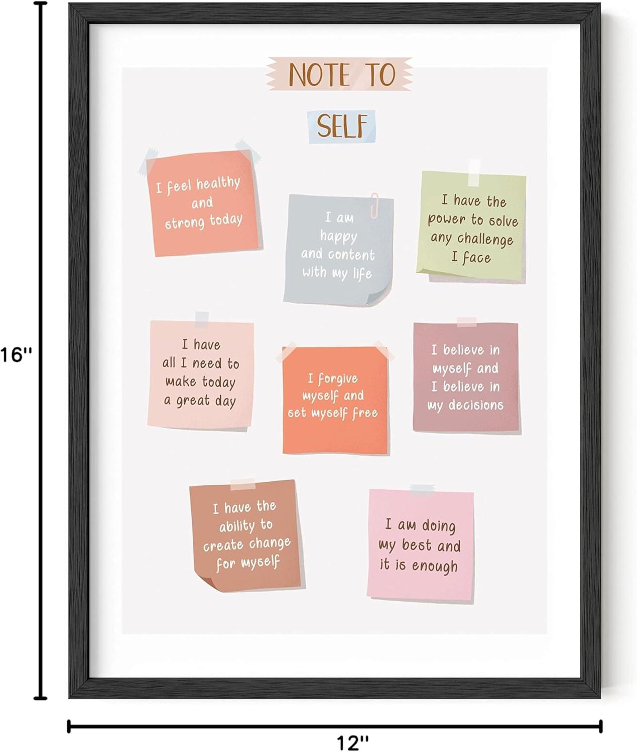 imageHAUS AND HUES Positive Affirmations Wall Art  Inspirational Quotes ampamp Encouragement Decor for Women Stay Positive Motivational Poster Unframed 24x36Notes to Self