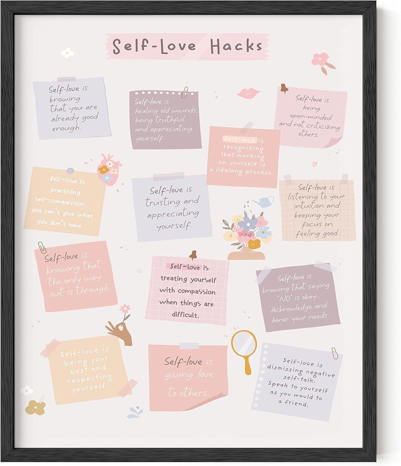 imageHAUS AND HUES Positive Affirmations Wall Art  Inspirational Quotes ampamp Encouragement Decor for Women Stay Positive Motivational Poster Unframed 24x36Self Love Hacks