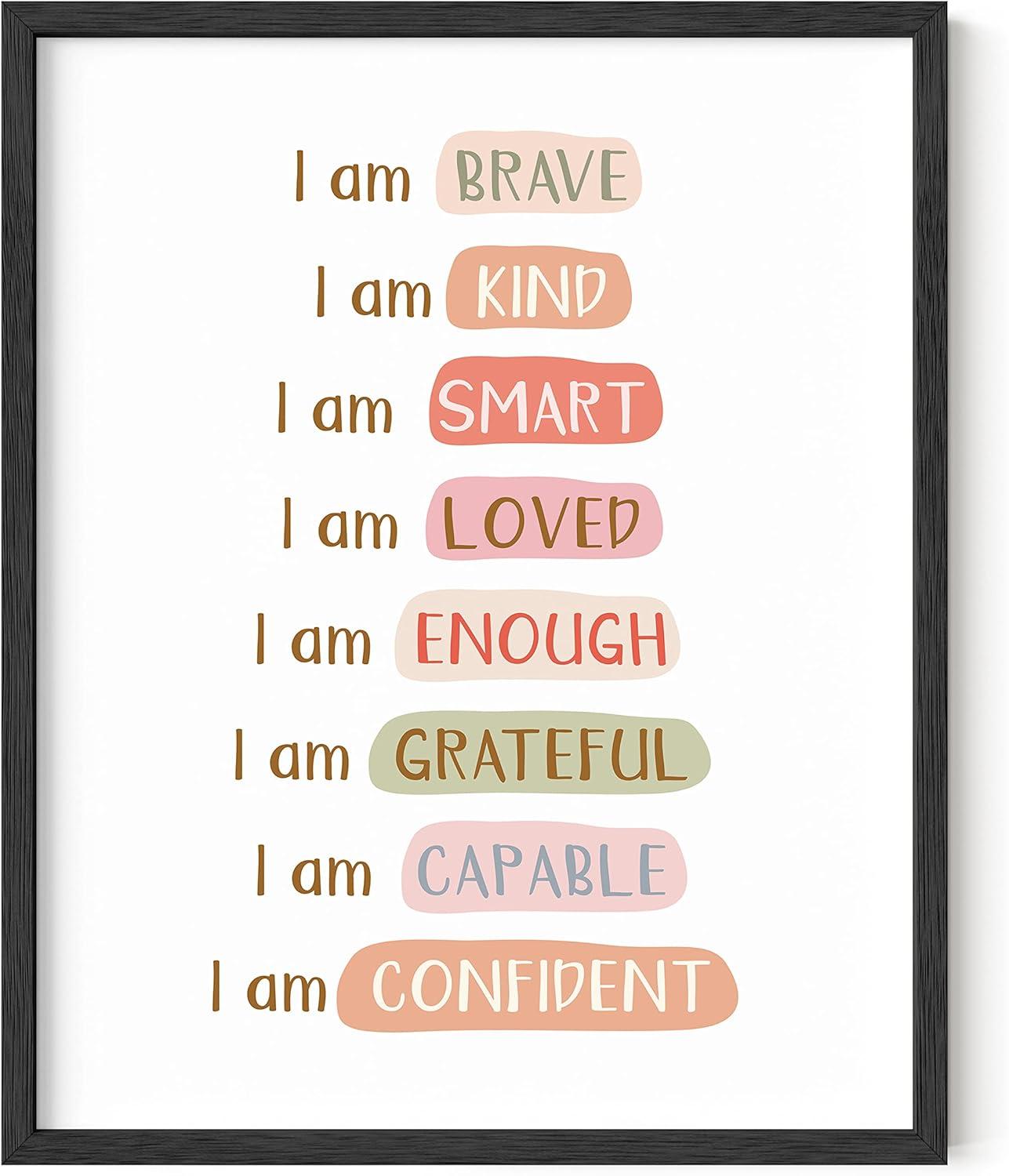 imageHAUS AND HUES Positive Affirmations Wall Art  Inspirational Quotes ampamp Encouragement Decor for Women Stay Positive Motivational Poster Unframed 24x36I am Affirmations
