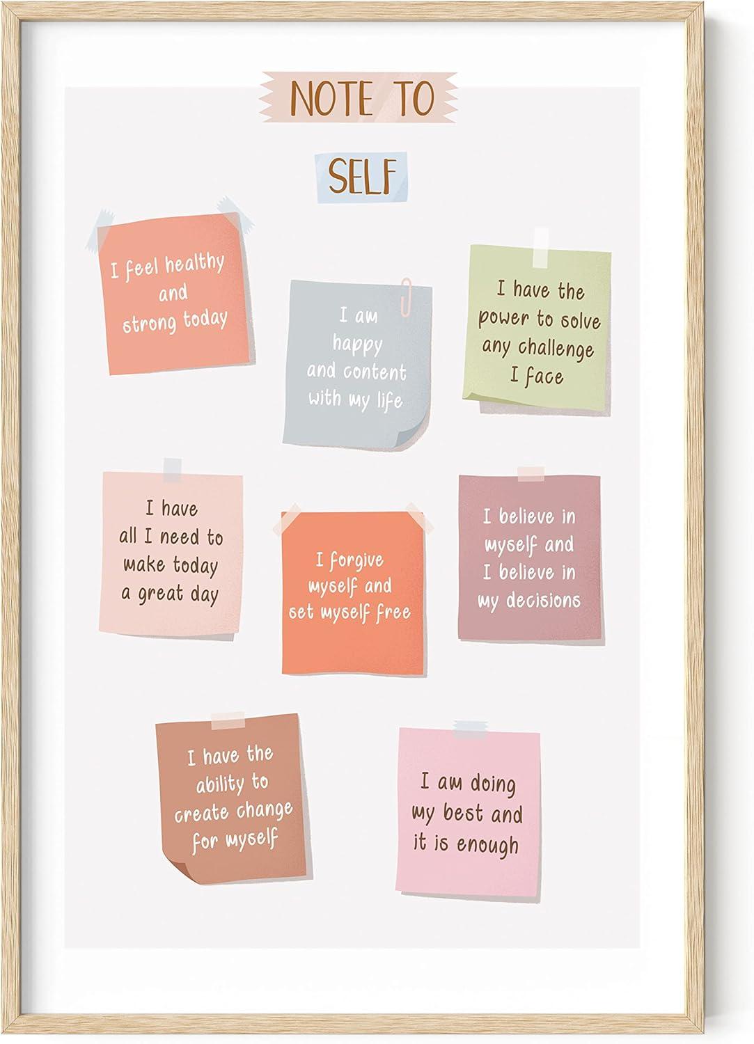 imageHAUS AND HUES Positive Affirmations Wall Art  Inspirational Quotes ampamp Encouragement Decor for Women Stay Positive Motivational Poster Unframed 24x36Notes to Self