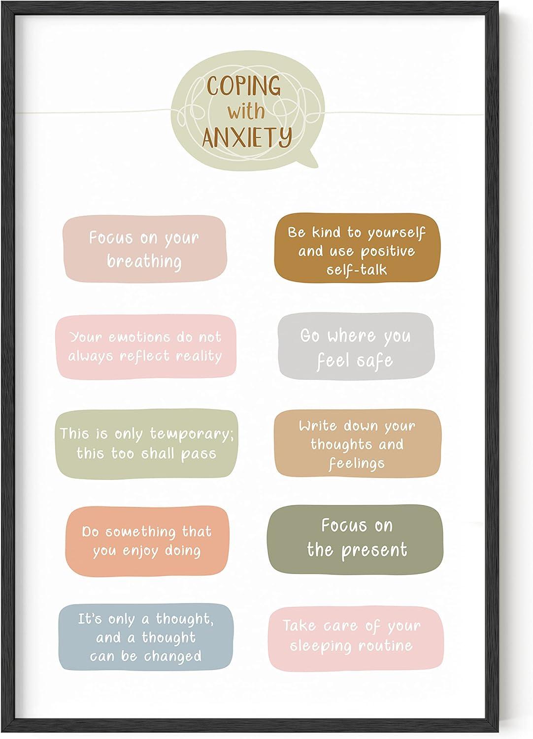 imageHAUS AND HUES Positive Affirmations Wall Art  Inspirational Quotes ampamp Encouragement Decor for Women Stay Positive Motivational Poster Unframed 24x36Coping with Anxiety