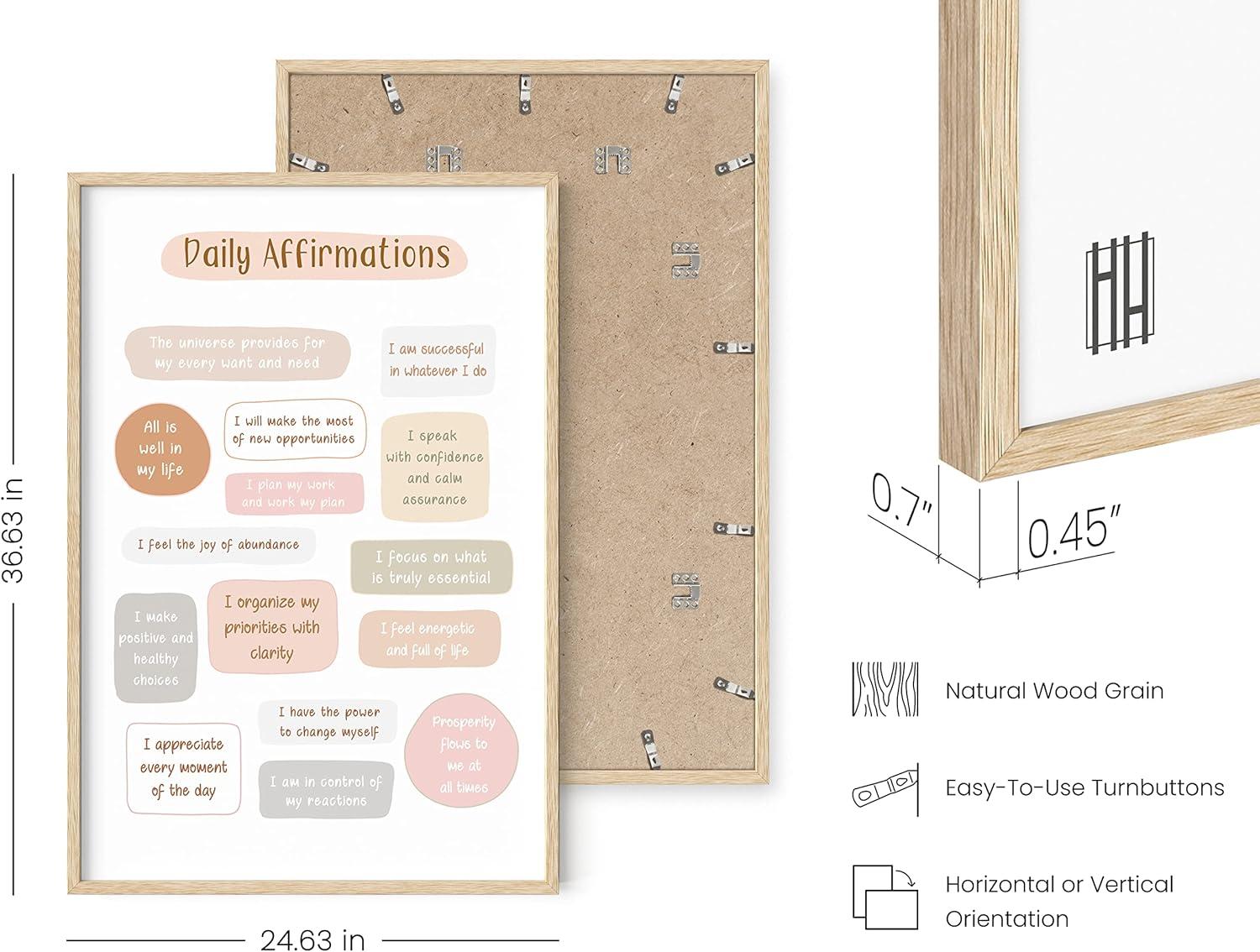 imageHAUS AND HUES Positive Affirmations Wall Art  Inspirational Quotes ampamp Encouragement Decor for Women Stay Positive Motivational Poster Unframed 24x36Daily Affirmations