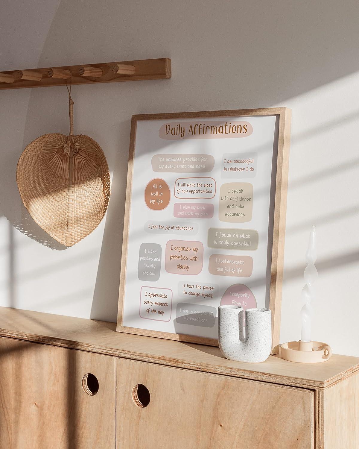 imageHAUS AND HUES Positive Affirmations Wall Art  Inspirational Quotes ampamp Encouragement Decor for Women Stay Positive Motivational Poster Unframed 24x36Daily Affirmations