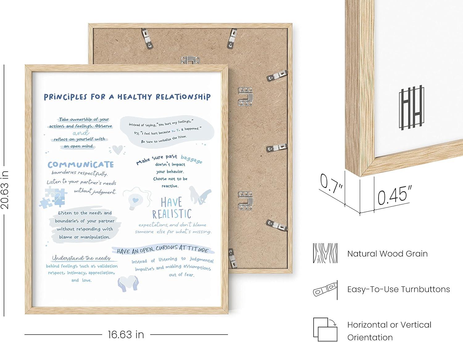 imageHaus and Hues Motivational Positive Quotes  Principles for a Healthy Relationship Mental Health Poster Counseling Inspirational Poster for Office Mental Health Art Print Individual Unframed 16x20Principles for Healthy Relationship