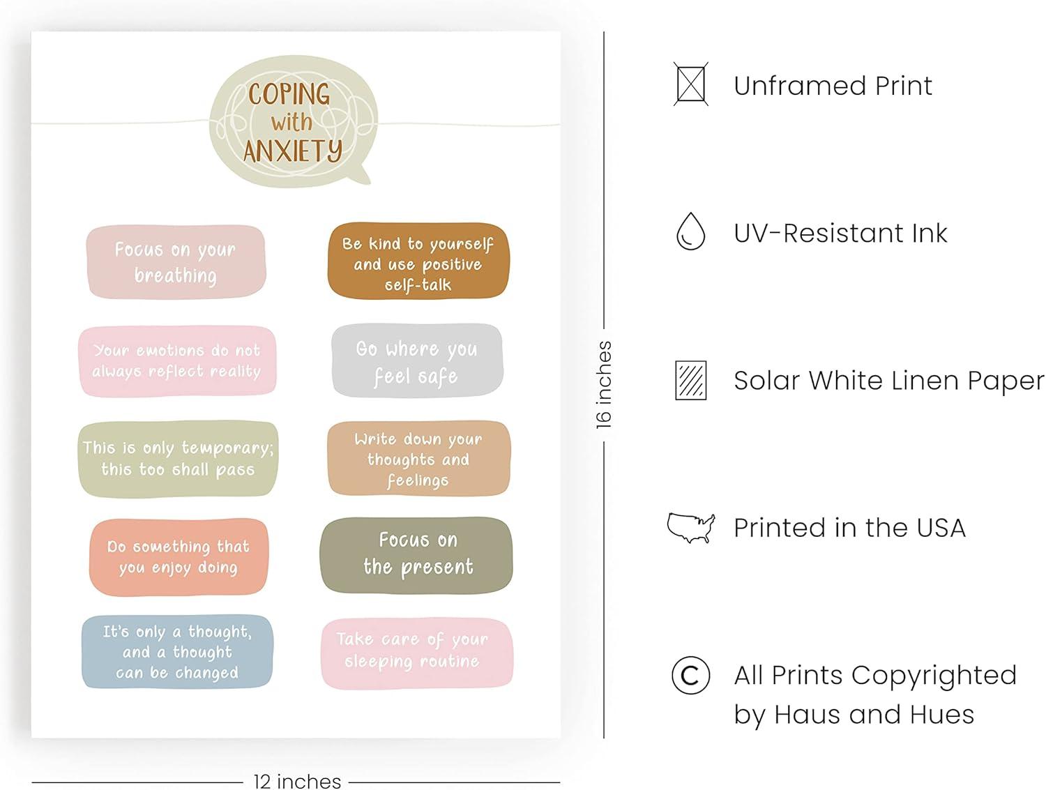 imageHaus and Hues Motivational Positive Quotes  Principles for a Healthy Relationship Mental Health Poster Counseling Inspirational Poster for Office Mental Health Art Print Individual Unframed 16x20Coping with Anxiety