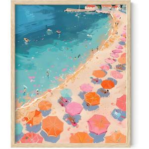imageHAUS AND HUES Beach Wall Art  Coastal Art Print for Living Room Beachy Wall Decor for Oceanthemed Bedroom Modern Coastal Beach PaintingPink Orange Beach 2 Unframed 12x16Pink Orange Beach 2