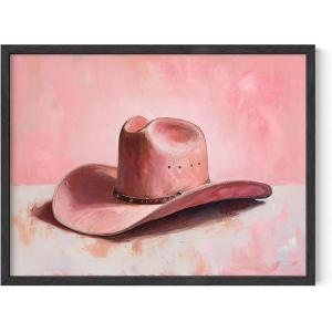 imageHAUS AND HUES Coastal Cowgirl Room Decor  Retro Coastal Cowboy Decor for Dorm Room Aesthetic Cowgirl Wall Art Pink Western Wall Art for Teen Girls Bedroom Cowboy Hat 2 Unframed 11x14