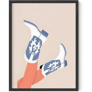 imageHAUS AND HUES Coastal Cowgirl Room Decor  Retro Coastal Cowboy Decor for Dorm Room Aesthetic Cowgirl Wall Art Pink Western Wall Art for Teen Girls Bedroom Cowgirl Boots Unframed 11x14