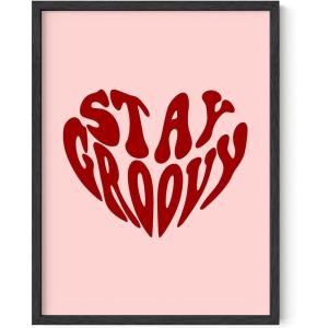 imageHAUS AND HUES Dorm Wall Art  Cool Wall Art Poster for Girls Dorm Room Cute Girly Picture for Bedroom Aesthetic Dorm Print Stay Groovy Unframed 12x16