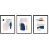 imageHAUS AND HUES Abstract Art Wall Decor  Set of 3 Abstract Wall Art for Living Room Blue Posters Geometric Wall Art Abstract Room Posters Aesthetic Colorful Wall Art Black Frame 24x36Painted Pastel