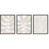 imageHAUS AND HUES Abstract Art Wall Decor  Set of 3 Abstract Wall Art for Living Room Blue Posters Geometric Wall Art Abstract Room Posters Aesthetic Colorful Wall Art Black Frame 24x36Beige Leaves