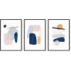 imageHAUS AND HUES Abstract Art Wall Decor  Set of 3 Abstract Wall Art for Living Room Blue Posters Geometric Wall Art Abstract Room Posters Aesthetic Colorful Wall Art Black Frame 24x36Painted Pastel