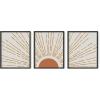 imageHAUS AND HUES Abstract Art Wall Decor  Set of 3 Abstract Wall Art for Living Room Blue Posters Geometric Wall Art Abstract Room Posters Aesthetic Colorful Wall Art Black Frame 24x36Thin Sun Rays