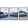 imageHAUS AND HUES Abstract Art Wall Decor  Set of 3 Abstract Wall Art for Living Room Blue Posters Geometric Wall Art Abstract Room Posters Aesthetic Colorful Wall Art Black Frame 24x36Blue Mountain
