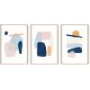 imageHAUS AND HUES Abstract Art Wall Decor  Set of 3 Abstract Wall Art for Living Room Blue Posters Geometric Wall Art Abstract Room Posters Aesthetic Colorful Wall Art Black Frame 24x36Painted Pastel