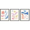 imageHAUS AND HUES Abstract Art Wall Decor  Set of 3 Abstract Wall Art for Living Room Blue Posters Geometric Wall Art Abstract Room Posters Aesthetic Colorful Wall Art Black Frame 24x36Floral