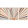 imageHAUS AND HUES Abstract Art Wall Decor  Set of 3 Abstract Wall Art for Living Room Blue Posters Geometric Wall Art Abstract Room Posters Aesthetic Colorful Wall Art Black Frame 24x36Retro Sun Rays