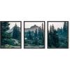 imageHAUS AND HUES Abstract Art Wall Decor  Set of 3 Abstract Wall Art for Living Room Blue Posters Geometric Wall Art Abstract Room Posters Aesthetic Colorful Wall Art Black Frame 24x36Forest Landscape