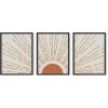 imageHAUS AND HUES Abstract Art Wall Decor  Set of 3 Abstract Wall Art for Living Room Blue Posters Geometric Wall Art Abstract Room Posters Aesthetic Colorful Wall Art Black Frame 24x36Thin Sun Rays