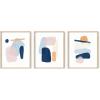 imageHAUS AND HUES Abstract Art Wall Decor  Set of 3 Abstract Wall Art for Living Room Blue Posters Geometric Wall Art Abstract Room Posters Aesthetic Colorful Wall Art Black Frame 24x36Painted Pastel