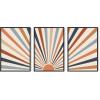 imageHAUS AND HUES Abstract Art Wall Decor  Set of 3 Abstract Wall Art for Living Room Blue Posters Geometric Wall Art Abstract Room Posters Aesthetic Colorful Wall Art Black Frame 24x36Retro Sun Rays