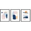 imageHAUS AND HUES Abstract Art Wall Decor  Set of 3 Abstract Wall Art for Living Room Blue Posters Geometric Wall Art Abstract Room Posters Aesthetic Colorful Wall Art Black Frame 24x36Painted Pastel