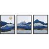 imageHAUS AND HUES Abstract Art Wall Decor  Set of 3 Abstract Wall Art for Living Room Blue Posters Geometric Wall Art Abstract Room Posters Aesthetic Colorful Wall Art Black Frame 24x36Blue Mountain