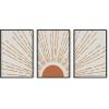 imageHAUS AND HUES Abstract Art Wall Decor  Set of 3 Abstract Wall Art for Living Room Blue Posters Geometric Wall Art Abstract Room Posters Aesthetic Colorful Wall Art Black Frame 24x36Thin Sun Rays