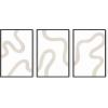 imageHAUS AND HUES Abstract Art Wall Decor  Set of 3 Abstract Wall Art for Living Room Blue Posters Geometric Wall Art Abstract Room Posters Aesthetic Colorful Wall Art Black Frame 24x36Squiggles Beige