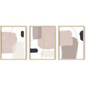 imageHAUS AND HUES Abstract Art Wall Decor  Set of 3 Abstract Wall Art for Living Room Blue Posters Geometric Wall Art Abstract Room Posters Aesthetic Colorful Wall Art Black Frame 24x36Paint