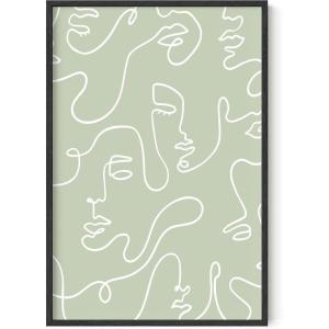 image:imageHAUS AND HUES Line Art Wall Decor Minimalist Female Figure Poster Abstract Face Drawing Print Modern Wall Art Black Framed 24 x 36