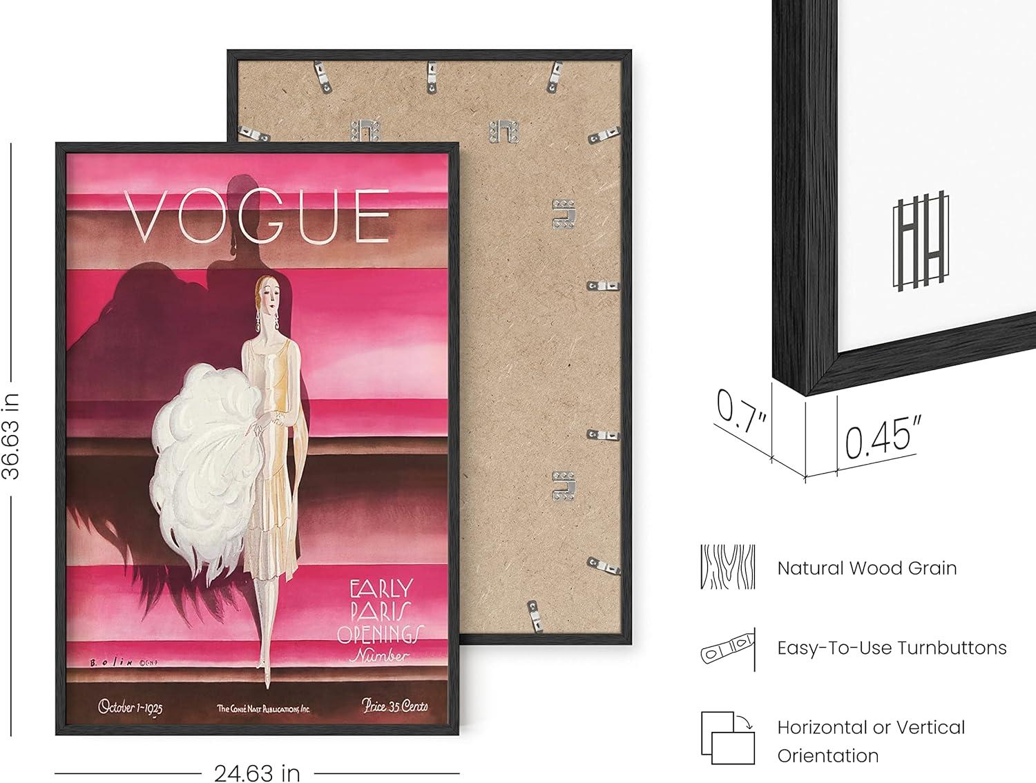 image:imageHAUS AND HUES Fashion Wall Art Print  Set of 3 Pink Pictures Wall Decor Fashion Magazine Framed Wall Art Fashion Vintage Wall Decor Vintage Poster Pink Wall Art Black Framed 24x36